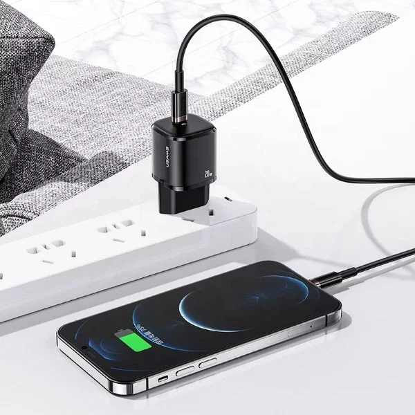 USAMS Wall charger 1x USB-C T36 mini 20W (only head) PD3.0 Fast Charging white/white CC124TC02 (US-CC124)
