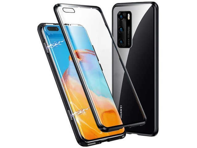 Dr.Fit doppelseitige magnetische Glashülle für Huawei P40 Schwarz