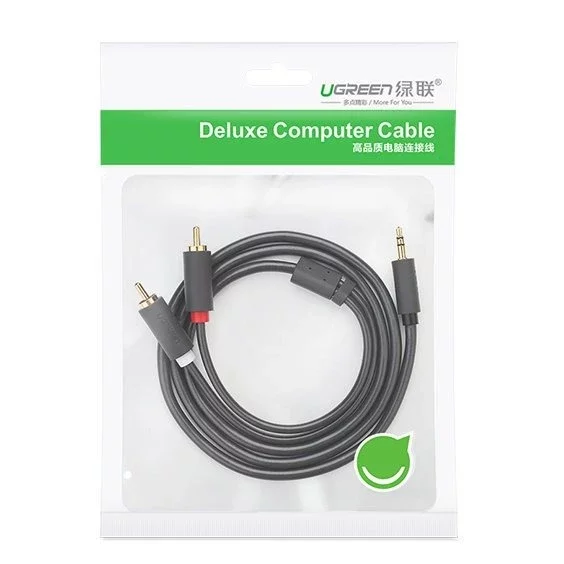 Ugrünes Kabel Audiokabel 3,5 mm Miniklinke (weiblich) - 2 RCA (männlich) 25 cm grau (AV102 10561)