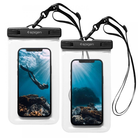 Uniwersalne etui wodoodporne x2 na telefon 6.8 Spigen A601 IPX8 Czarne