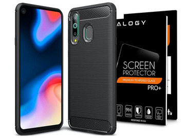 Alogy Rugged Armor case for Samsung Galaxy A60/M40 black Tempered glass