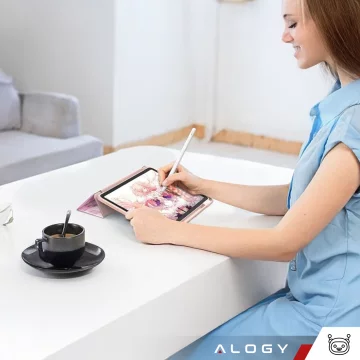 Hybridní pouzdro s držákem stylusu pro Apple iPad Air 11" (2024,2025) / Air 10.9" (2020,2022) / Pro 11 (2018) Alogy Hybrid Book Cover Case Marble Pink