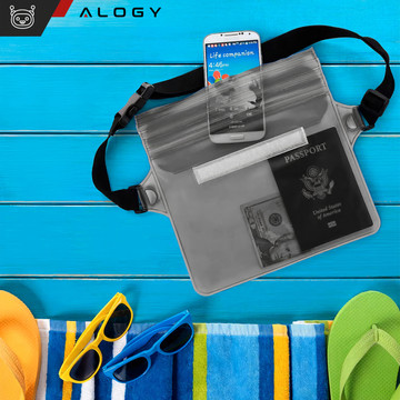 2x wasserdichte Tasche Hüfttasche Hülle für Telefon wasserdichte Hülle 21,5x23,5cm Alogy Waterproof Schwarz