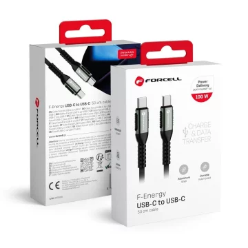 Kabel USB-C – USB-C 100W Forcell F-Energy QC4.0 Cafule 0,5 m czarny