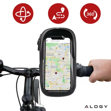 Case Bag Vodotěsná taška na kolo na kolo pro telefon 6,4 palcový držák na řídítka 0,5 l Alogy Black