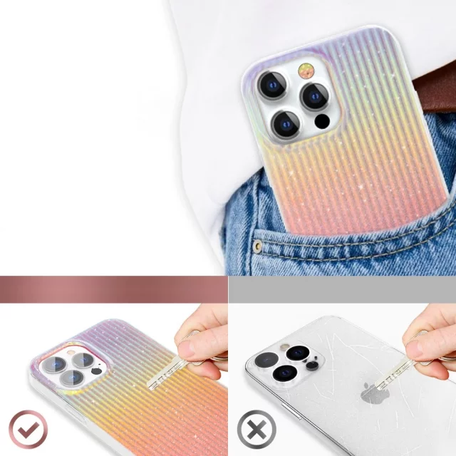 Kingxbar Travel Series luksusowe eleganckie etui na iPhone 13 Pro pomarańczowy (Sunset)