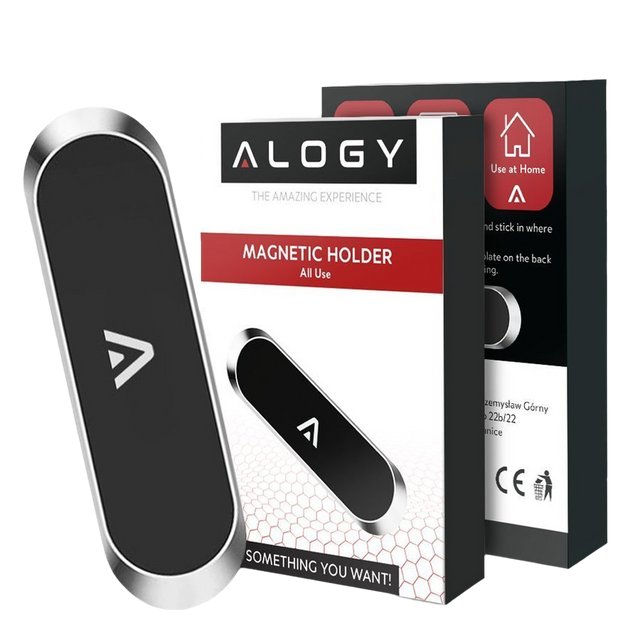 Car holder x2, Alogy set, magnetic, self-adhesive, black