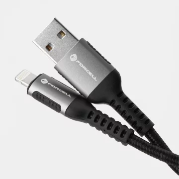 Kabel USB-A na Lightning 12W 2m Nylon Forcell Hliník Bílý