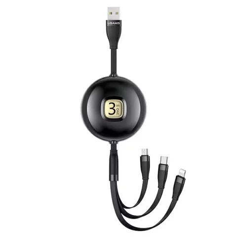 USAMS Kabel U69 3w1 1m czarny/schwarz (lightning/microUSB/USB-C)