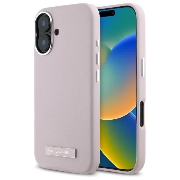 Etui Karl Lagerfeld do iPhone 16 6.1" Różowy MagSafe Hardcase FW Metal Plate