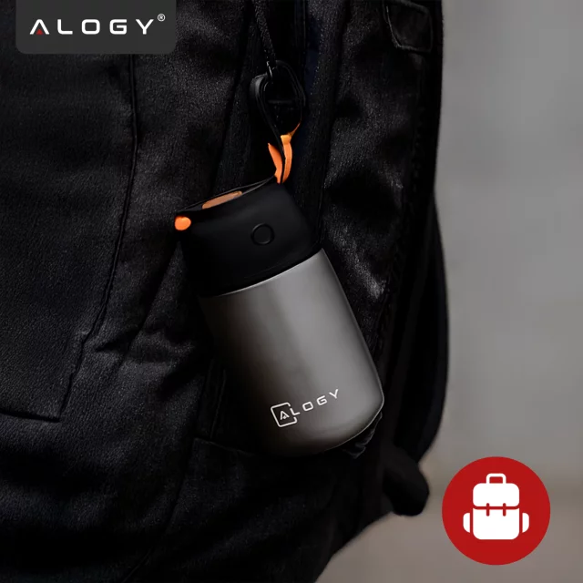 Abendessen-Thermoskanne für Kinder-Suppe, Essen, 700 ml, Alogy Edelstahl-Klapplöffel, Thermograu