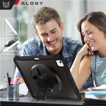 Etui pancerne 360 z miejscem na rysik do Apple iPad Air 11" (2024,2025) / Air 10.9" (2020,2022) / Pro 11 (2018) Alogy Pirate 360 Case obudowa na tablet Czarne