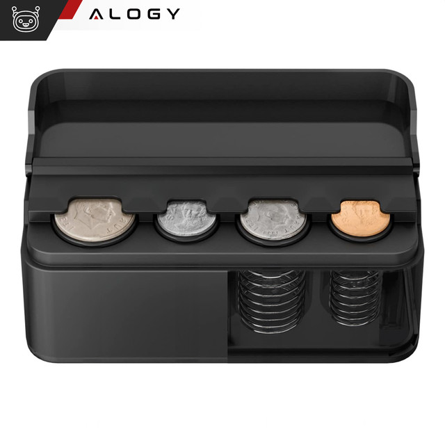 Münzbox Münzhalter Brieftasche Organizer Aufbewahrungsbox für kleine Münzen für Auto Autos Büros Zuhause Box Alogy Schwarz
