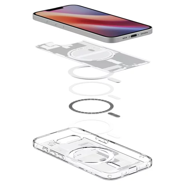 Pouzdro Spigen Ultra Hybrid MagSafe pro iPhone 16E Zero One, bílé