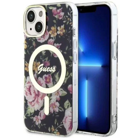 Etui Guess GUHMP14MHCFWSK pro iPhone 14 Plus 6,7" pevný obal Flower MagSafe