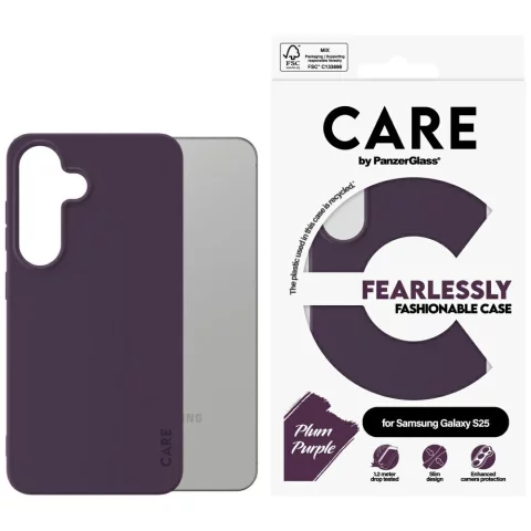 Pouzdro Etui CARE pro Samsung Galaxy S25 od PanzerGlass Fashion, švestkově fialové