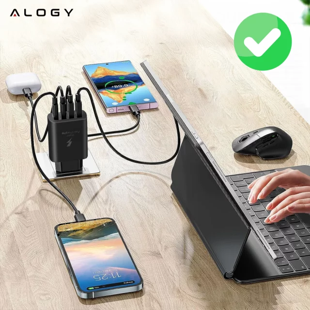 HUB splitter Alogy Adaptér pro počítačový notebook s USB-C na 3x USB-A 2.0 1x USB-A 3.0 šedý