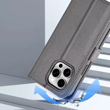 Dux Ducis Lawa Lederhülle für iPhone 15 Pro Max mit MagSafe - Grau