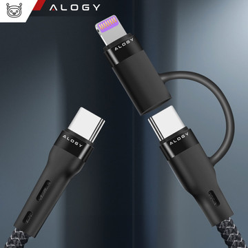 Alogy 2in1 USB-C auf Lightning PowerDelivery Kabel für Apple iPhone PD 60W 100cm Schwarz