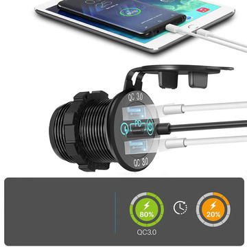 LED nabíječka do auta zásuvka Alogy Mini nabíječka do auta pro motocykl Konektory napájecího adaptéru Alogy 2x USB QC 3.0 USB-C PD 60W