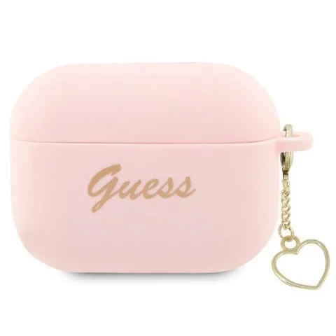 Guess GUAP2LSCHSP ochranné pouzdro na sluchátka pro Apple AirPods Pro 2 kryt růžové/růžové Silicone Charm Heart Collection