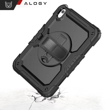 Etui ochronne Alogy Pirate Armor stojak pasek case obudowa do Apple iPad (10 Gen.) 2022 10.9" / iPad 11 A16 (11. Gen.) 2025 Czarne