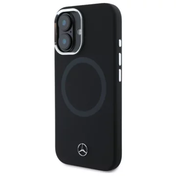 Mercedes iPhone 16 6.1" Case Black Hardcase Silicone Tonal Logo MagSafe