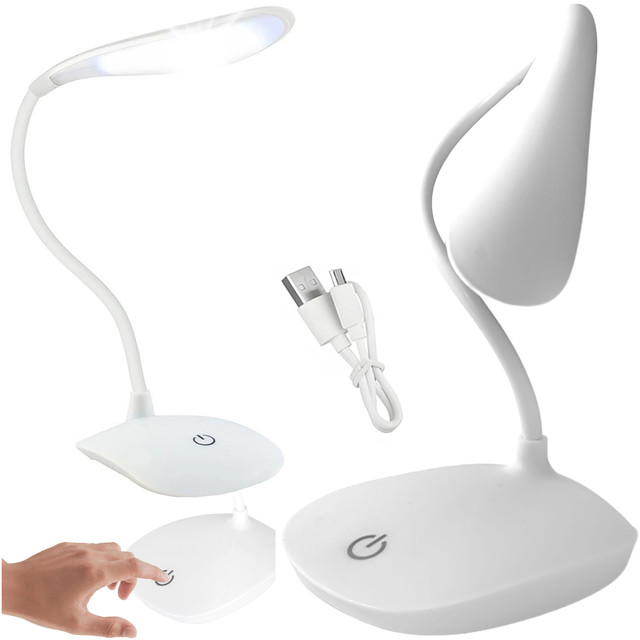Stolní LED lampa na školní dotykový stůl USB stojící noční bezdrátová Flexible Alogy White