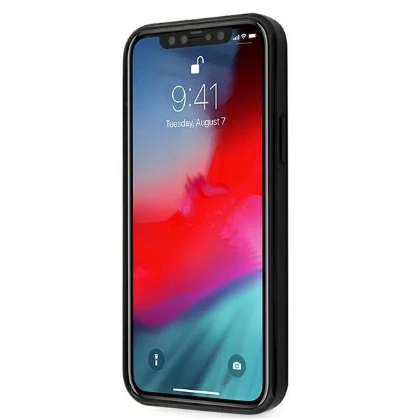 Pouzdro Ferrari iPhone 12 mini 5,4" černo/černé pevné pouzdro On Track Real Carbon