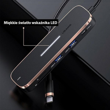 USAMS Adaptér HUB 3xUSB USB-C HDMI černý/černý SJ578HUB01 (US-SJ578)