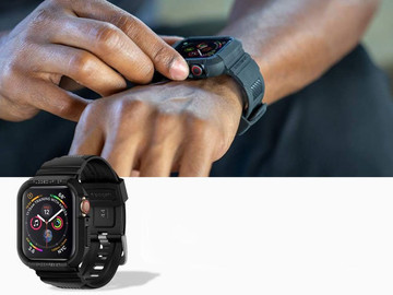 Etui Spigen Rugged Armor Pro für Apple Watch Series 4/5/6/SE 44 mm / Watch 7 45 mm Schwarz