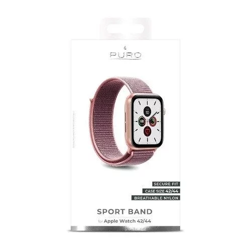 Pasek Nylonowy Puro Sport Band do Apple Watch 42/44/45 mm w Różowym – ultralekki i wygodny na każdą okazję