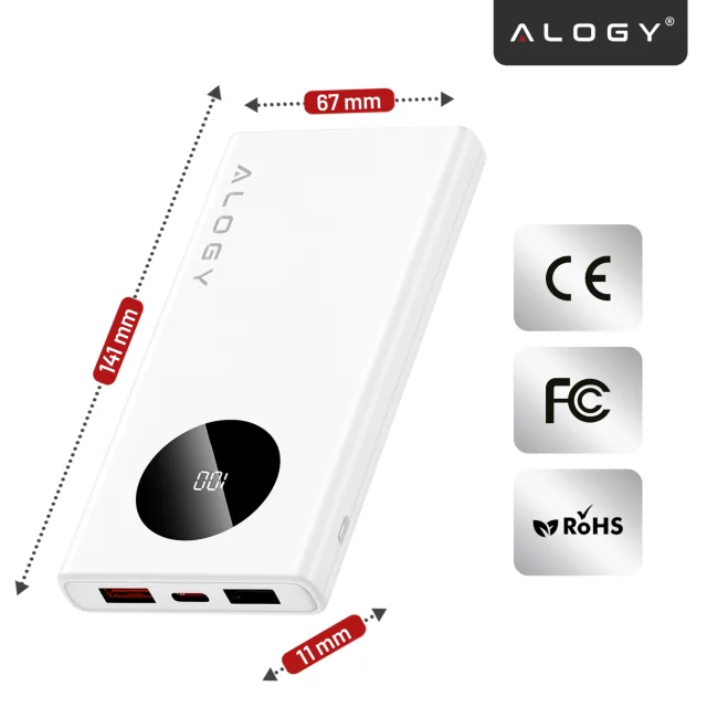 PowerBank Alogy TurboCharge 120W PD PowerDelivery Schnellladung 10000mAh 2x USB-A 1x USB-C Weiß