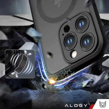 Hülle für Apple iPhone 16 Pro Alogy MagSafe Hybrid Matte Case Matte Cover mit Linsenschutz Schwarz