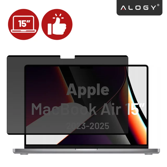 Magnetic Privacy Film for Macbook Air 15" 2023-2025 - Privacy Protection, Easy Installation, Storage Cover, Glare Reduction - Alogy SecureView™