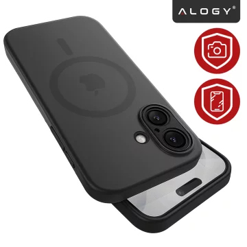 Hülle für Apple iPhone 16 Pro Max Alogy MagSafe Hybrid Matte Case Matte Cover mit Linsenschutz Schwarz