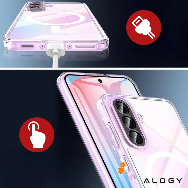 Etui do Samsung Galaxy A56 / A36 5G obudowa ochronna na telefon Alogy HybridMag™️ Case do MagSafe Przezroczyste + Szkło hartowane