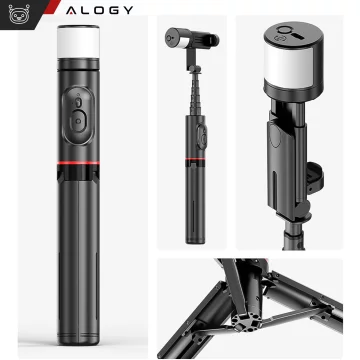 Selfie tyč Bluetooth stick Alogy Tripod Držák telefonu na stativ na fotografie s dálkovým ovládáním 75,8 cm černý