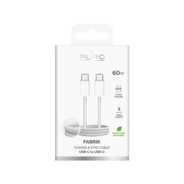 Kabel Puro Fabrik 4 USB-C – USB-C 240W 1m biały w oplocie