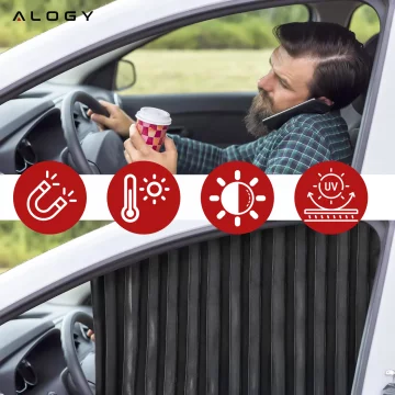 Kryt Magnetická roleta na přední boční okna pro ochranu auta proti slunci UV ochrana Černá [2 ks]