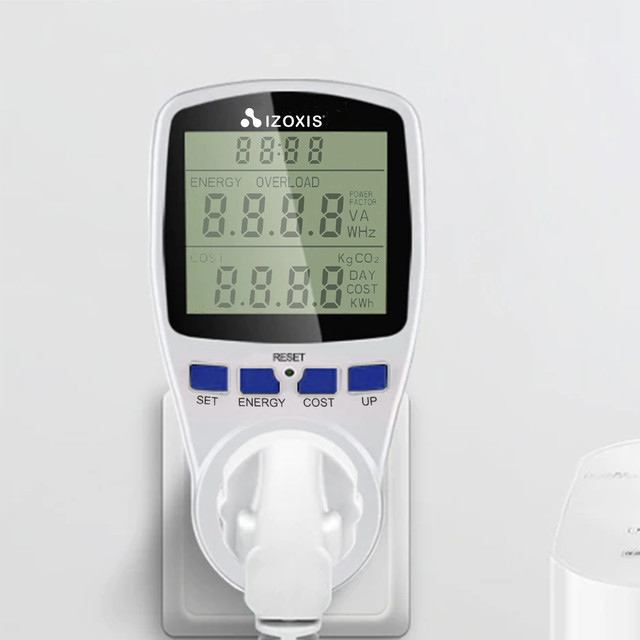 Wattmetr počítadlo proudu měřič spotřeby energie napětí pro kontakt zásuvky Digitální s bílým displejem