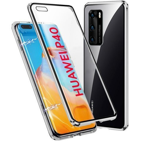 Oboustranné magnetické skleněné pouzdro Dr.Fit pro Huawei P40 Silver