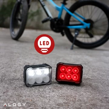 Alogy SafeRide™ LED cyklistické světlo, vodotěsné, přední a zadní, 2 kusy