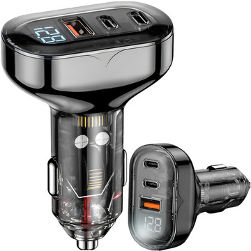 Nabíječka do auta 2x USB-C C PD 36W USB QC 3.0 LED rychlá pro telefon, výkonný 72W Alogy černá