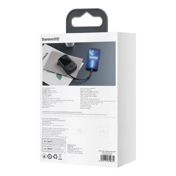 Powerbank z szybkim ładowaniem Baseus Qpow Digital Display 20000mAh 20W QC/PD/SCP/FCP z wbudowanym kablem Lightning czarny
