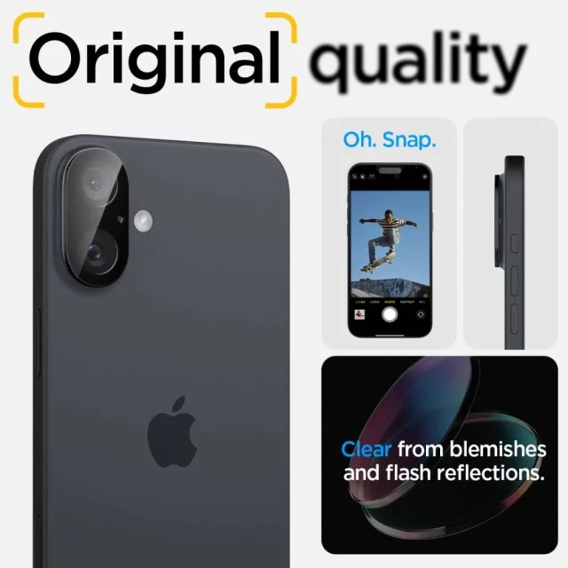Osłona Aparatu Spigen Optik Pro Glas.TR Camera Protector 2-pack do iPhone 16 / 16 Plus Black