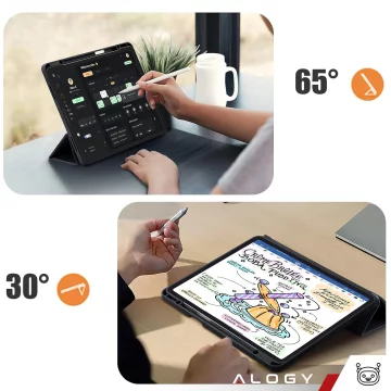 Etui ochronne z rysikiem do Apple iPad Pro 13" 2024 Alogy Book Cover Case obudowa na tablet Czarne + Szkło