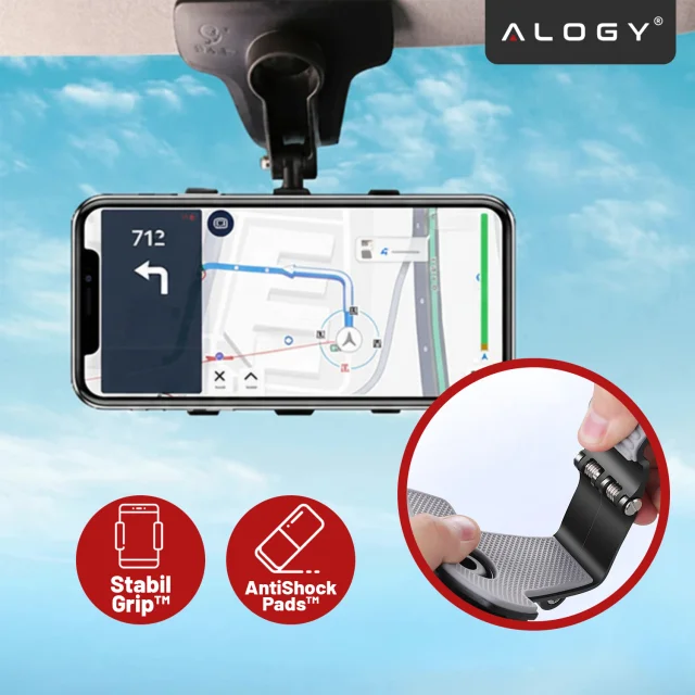 Alogy car holder for a phone up to 7.2 inches for a mirror cockpit black