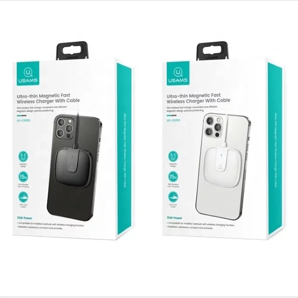 USAMS Indukční nabíječka US-CD153 magnetická 15W iPhone 12 série černá/černá CD153DZ01