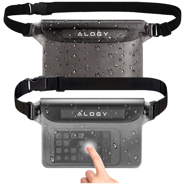 2x wasserdichte Tasche Hüfttasche Hülle für Telefon wasserdichte Hülle 21,5x23,5cm Alogy Waterproof Schwarz